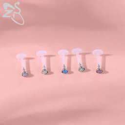 ZS 5Pcs/lot 16G Clear Bioflex Lip Labret Piercing Set Crystal Monroe Lip Stud Star Heart Ear Tragus Helix Cartilage Piercings
