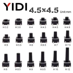 50pcs 4.5*4.5*4/5/6/7/8/9/10/12mm Momentary Tactile Tact Push Button Switch On Off 4 Pins SMD SMT Microswitch Electronic Set