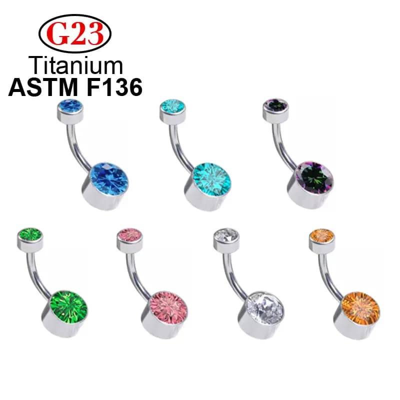 G23 Titanium 5A Round Zircon Belly Button Rings Body Piercing Internal Thread Navel Piercing Belly Ring Body Jewelry For Women
