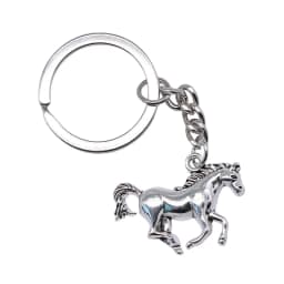 Keychain Holder Souvenirs Gift Vintage Handmade Antique Silver Color 30x22mm Horse Pendant Keyring