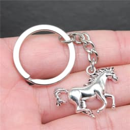 Keychain Holder Souvenirs Gift Vintage Handmade Antique Silver Color 30x22mm Horse Pendant Keyring