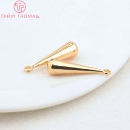 (2989)10PCS 23x6MM 24K Gold Color Brass Long Water Drop End Beads Charms High Quality DIY Jewelry Making Findings Accessories