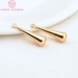 (2989)10PCS 23x6MM 24K Gold Color Brass Long Water Drop End Beads Charms High Quality DIY Jewelry Making Findings Accessories