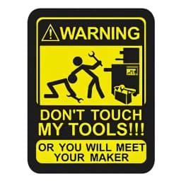 Y342# Creativity WARNING DON'T TOUCH MY TOOLS!!! Car Stickers Decal Anime Cute Car Accessories Decoration Para Coche
