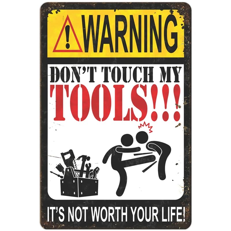 Y342# Creativity WARNING DON'T TOUCH MY TOOLS!!! Car Stickers Decal Anime Cute Car Accessories Decoration Para Coche