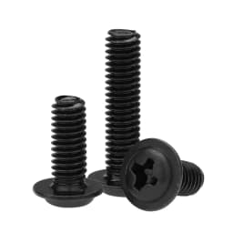 10/ 20/ 50/ 100pcs PWM M1.4 M2 M2.5 M3 M3.5 M4 M5 Black Carbon Steel Cross Phillips Pan Round Head With Washer Collar Screw Bolt