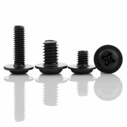 10/ 20/ 50/ 100pcs PWM M1.4 M2 M2.5 M3 M3.5 M4 M5 Black Carbon Steel Cross Phillips Pan Round Head With Washer Collar Screw Bolt