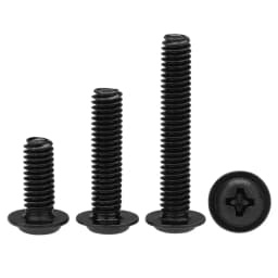 10/ 20/ 50/ 100pcs PWM M1.4 M2 M2.5 M3 M3.5 M4 M5 Black Carbon Steel Cross Phillips Pan Round Head With Washer Collar Screw Bolt
