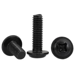 10/ 20/ 50/ 100pcs PWM M1.4 M2 M2.5 M3 M3.5 M4 M5 Black Carbon Steel Cross Phillips Pan Round Head With Washer Collar Screw Bolt