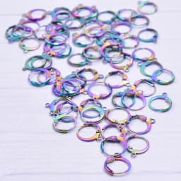 50pcs/Lot Rainbow Ear Hooks For Jewelry Making Earrings Ear Piercing Hoop Stainless Steel Jewelry Findings Wholesale Components