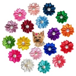 20Pcs/Lot Flower Dog Hair Bows Long Hair Pet Dogs Bows Rubber Band Cat Puppy Hair Clips Pet Grooming Bow Dog Accessories