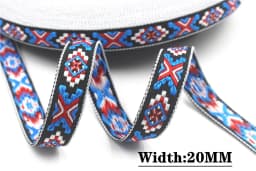 HOT 5 Yards 2CM Vintage Ethnic Jacquard Embroidery Ribbon Boho Lace Trim DIY Clothes Bag Accessories Custom