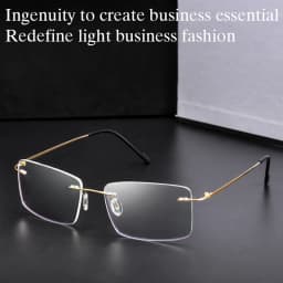 New 2022 Rimless Glasses Frame with Recipe Customized Lenses Shapes Flexible Temple Legs Prescription Eyeglasses for Men Women