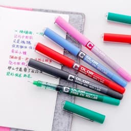 7pcs/set Large Capacity Straight liquid Roller Gel Pens 0.28/0.38/0.5mm Needle Tip Colour Ink Ball Pen School Office Stationery