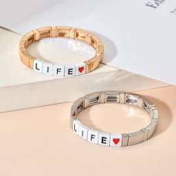 ZMZY New Encourage Enamel Stretch Tile Bracelets For Women Letter You Can Life Heart Beads Bohemian Stackable Stretch Bracelet