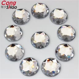 60pcs 14mm Round Acrylic Rhinestones Applique Stones And Crystals Flat Back Beads DIY Garment Crafts Accessories WC765
