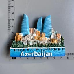 Azerbaijan Fridge Magnets Tourist Souvenir BAKU 3D Resin Magnets Armenia Jordan Collection Travel Gift Home Refrigerators Decor