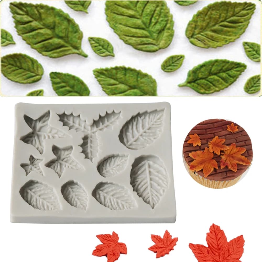 Maple & Rose Leaf Leaf Fondant Cake Silicone Mold Chocolate Candy Mold Cookies Pastry Biscuits Mould DIY Cake Decoration M2769