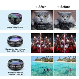 APEXEL 10in1 CellPhone Camera Lens Kit Wide Angle&Macro Lens+Fisheye Lens Telephoto Lens CPL/Flow/Star/Kaleidoscope for phones
