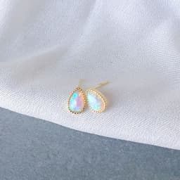 925 Sterling Silver Opal Stud Earrings Women Temperament Wedding 14k Gold Plating Jewelry Girlfriend Gift