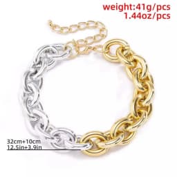 Vintage Thick Edge Cuban Gothic Necklace Women CCB Neck Collar Bone Gold Color Stubby Chain Necklaces Charm Party Jewelry