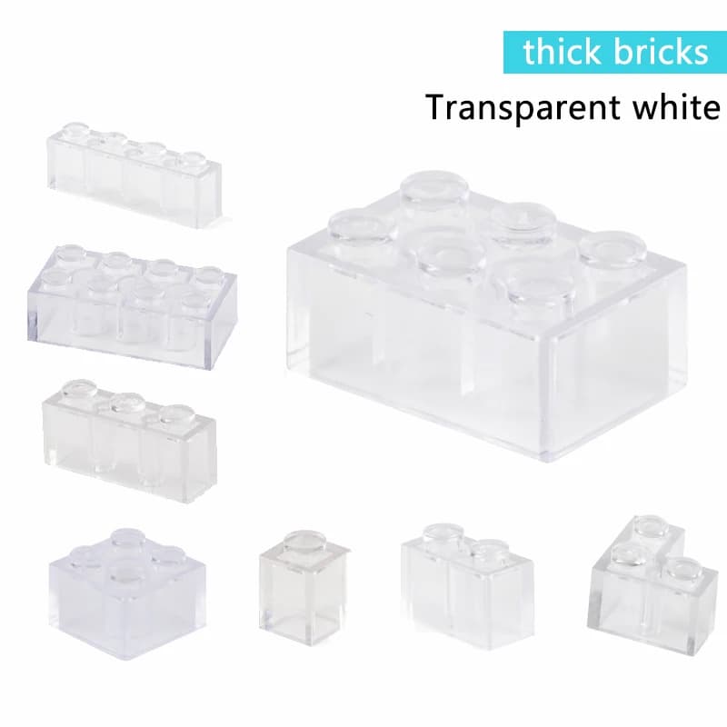 Transparent White Building Blocks Thick Figures Bricks Educational Creative Size Fit Other Brand Plastic DIY Toys Accessorie