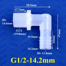 5~200pcs G1/2 Male Thread To 6.4~19.5mm PP Pagoda Elbow Connector Aquarium Tank Air Pump Adapter Irrigation Water Hose Joint