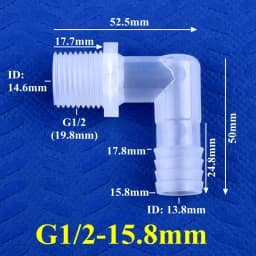 5~200pcs G1/2 Male Thread To 6.4~19.5mm PP Pagoda Elbow Connector Aquarium Tank Air Pump Adapter Irrigation Water Hose Joint