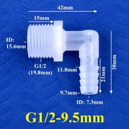 5~200pcs G1/2 Male Thread To 6.4~19.5mm PP Pagoda Elbow Connector Aquarium Tank Air Pump Adapter Irrigation Water Hose Joint