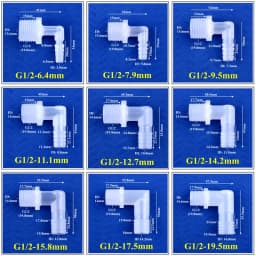 5~200pcs G1/2 Male Thread To 6.4~19.5mm PP Pagoda Elbow Connector Aquarium Tank Air Pump Adapter Irrigation Water Hose Joint