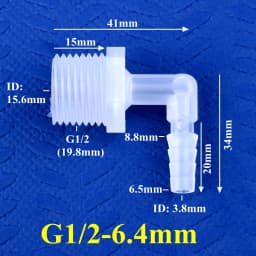 5~200pcs G1/2 Male Thread To 6.4~19.5mm PP Pagoda Elbow Connector Aquarium Tank Air Pump Adapter Irrigation Water Hose Joint