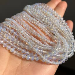 Natural Faceted White Opal Stone Beads 2/3/4mm Round Loose Rondelle Accessories Beads For Jewelry Making Diy Bracelets Necklaces