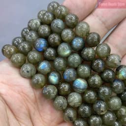 Natural Green Labradorite Stone Smooth Round Loose Beads DIY Bracelet Accessories For Making Jewelry 15'' Inch 4/6/8/10/12mm