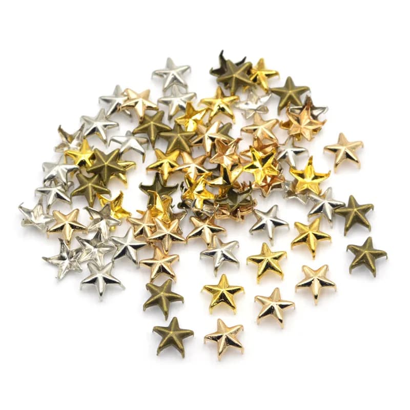 100Pcs Star Punk Nailhead Rivets Spikes Leathercraft Shoes Bags Decoration Clothing Handbag Craft DIY Decor Accessories