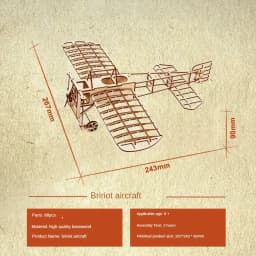 1:72 DIY Wooden Breriot Aircraft Puzzles Drawing Toys for Adult Teens Building Blocks Construction Model Set 3D Retro Plane Gift