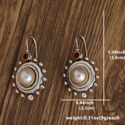 Vintage Palace Baroque Pearl Earrings Temperament Earrings Classical Elegant Drop Hook Earrings 925 Silver Needle Earrings