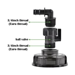 S60 Coarse Thread IBC Tank Tap Elbow PE Pipe Connector X 16mm 1/2'' 3/4'' Water Coupling Garden Hose Faucet Connector