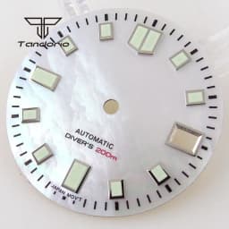 29mm Black White Mother of Pearl Watch Dial Face Date Window Green Luminous Fit NH35 NH35A NH36 Automatic Movement