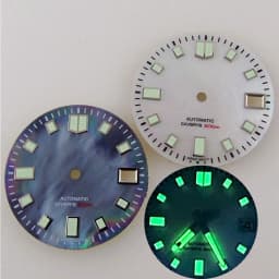 29mm Black White Mother of Pearl Watch Dial Face Date Window Green Luminous Fit NH35 NH35A NH36 Automatic Movement