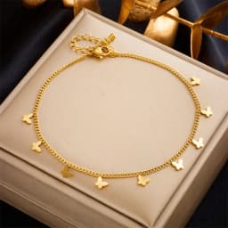 DIEYURO 316L Stainless Steel Gold Color Butterfly Anklets For Women Girl New Trend Leg Chain Non-fading Jewelry Gift Party
