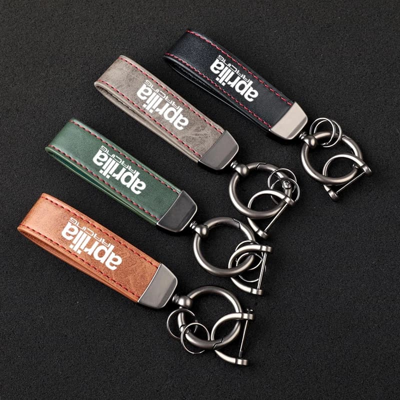 Premium material leather motorcycle key ring chain for Aprilia Racing GPR RSV4 RS125 RS250 with logo car Accessories