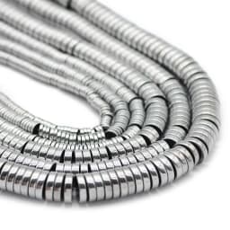 Coin Shape Natural Stone Silver Color Hematite 3/4/6/8MM Flat Round Spacer Loose Beads For Jewelry Making DIY Bracelet Findings