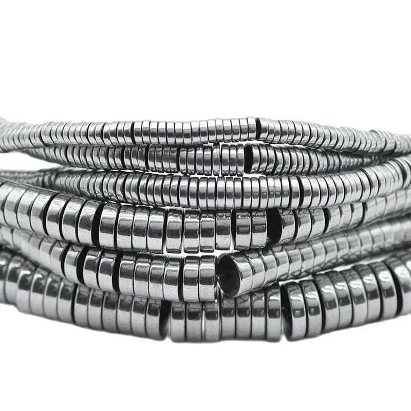 Coin Shape Natural Stone Silver Color Hematite 3/4/6/8MM Flat Round Spacer Loose Beads For Jewelry Making DIY Bracelet Findings