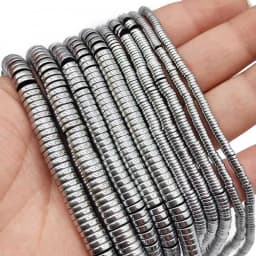 Coin Shape Natural Stone Silver Color Hematite 3/4/6/8MM Flat Round Spacer Loose Beads For Jewelry Making DIY Bracelet Findings