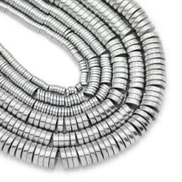 Coin Shape Natural Stone Silver Color Hematite 3/4/6/8MM Flat Round Spacer Loose Beads For Jewelry Making DIY Bracelet Findings