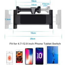 Car Holder For 4.7-13 in Tablet & Phone Holder Back Seat Headrest Mounting Holder Accessories iPad Pro 12.9''