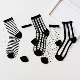 5 Pairs Women Ladies Socks Fashion Sheer Mesh Glass Silk Socks Ultrathin Transparent Crystal Lace Fabulous Elastic Summer Ankle