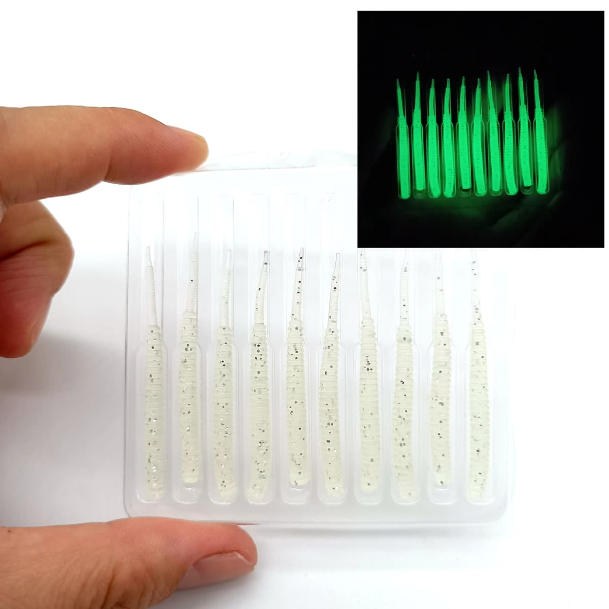 DUODUOYU 10PCS /LOT Small Soft Fishing Lure 0.4g/40mm Wobbler Artificial Needle Tail Silicone Lure Worm Bait Fishing Tackle