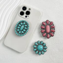 Luxury Socket Tok Phone Grip Retro Turquoise Phone Stand Unique Charm Foldable Grip Fashion Phone Support Desk Stand