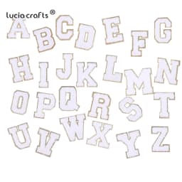 A-Z White Chenille Letter Patches Towel Sequins Clothing Patch Clothes Sew on Applique DIY Garment Hat Decor